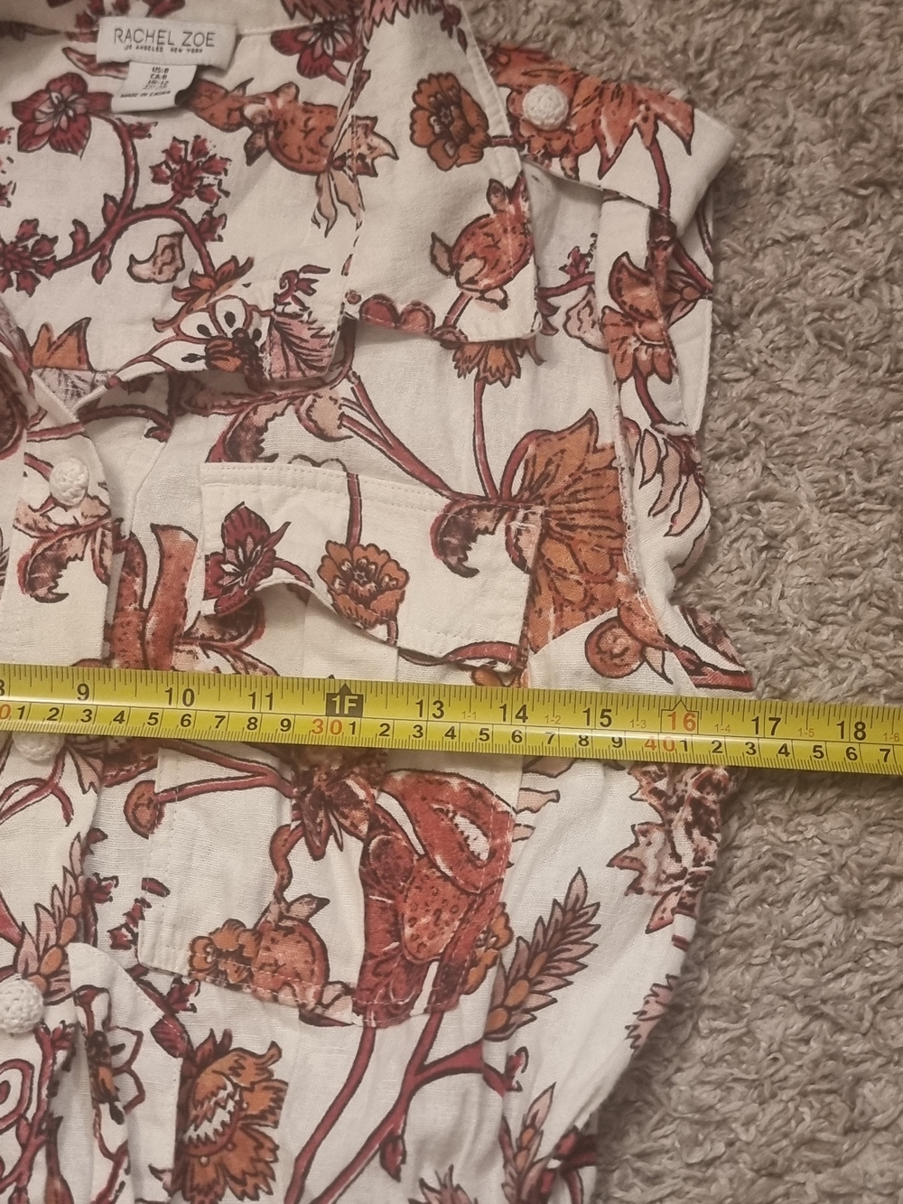 Rachel Zoe Cream Romper with Rust Floral Print - Picture 11 of 16